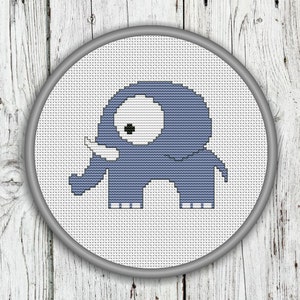 Padrão de ponto cruz contado do pequeno elefante azul - PDF, download instantâneo
