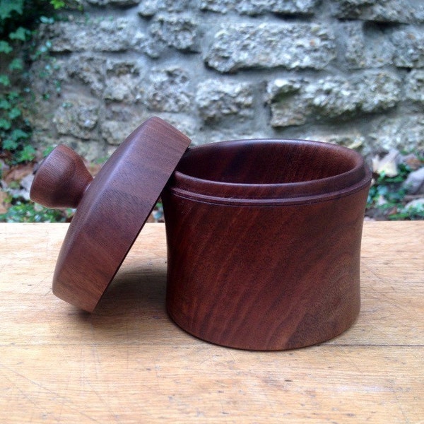 Handmade Solid Black Walnut Wood Turned Salt Cellar / Lidded Box