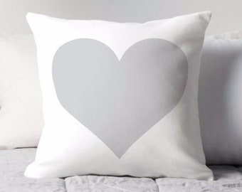 Set Of 3 Handmade Hand Knitted Grey Heart Shaped Decorative Cushions 