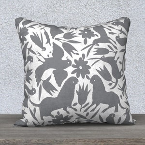 Otomi Pillow  - Grey Throw Pillow - Otomi Pillow - Decorative Pillow - Modern Decor - Aldari Home