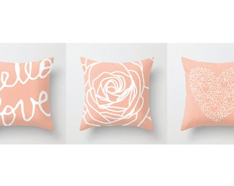 Modern Throw Pillows and Area Rugs by Buffalo Check Pastel Peach Throw Pillow