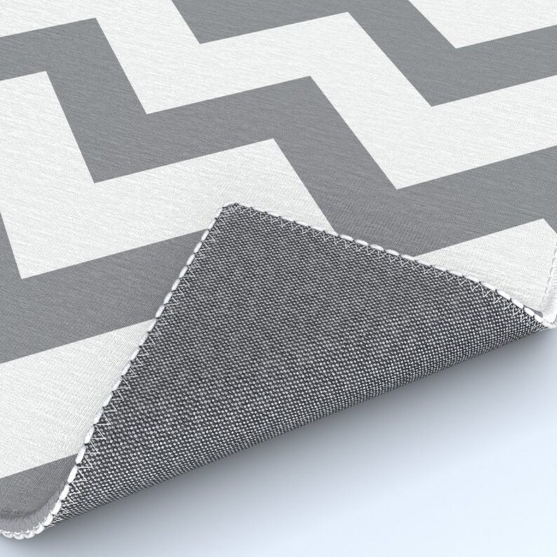 Chevron Area Rug Gray and White Chevron Printed Rug Modern Etsy