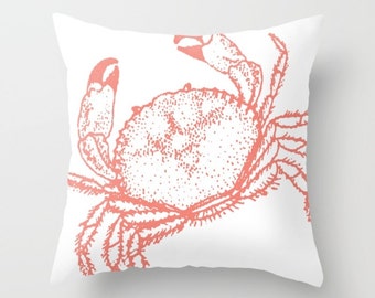 Crab Pillow with insert - Crab Throw Pillow with insert - Nautical Pillow with insert - Nautical Decor - Summer Decor - Beach House Decor -