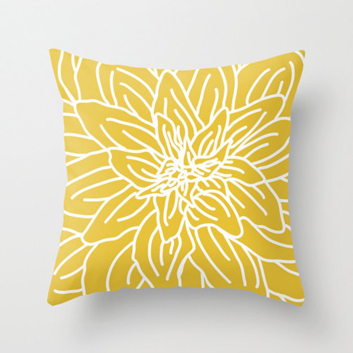 Modern Flower Pillow Yellow Flower Accent Pillow Etsy