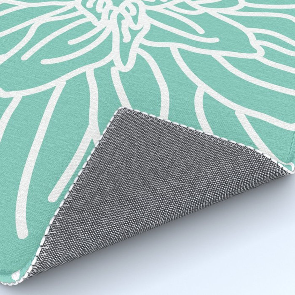 Mint Green Abstract Flower Area Rug Modern Flower Rug Etsy