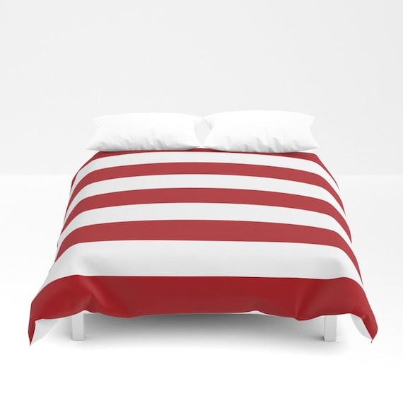 Red And White Stripes Duvet Cover Stripes Duvet Cover Red Etsy