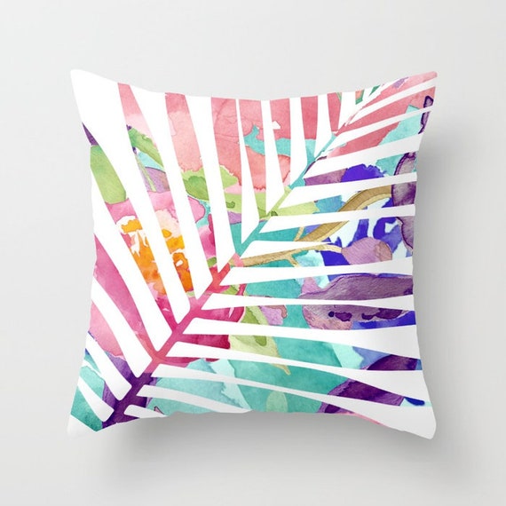 tropical leaf throw pillows
