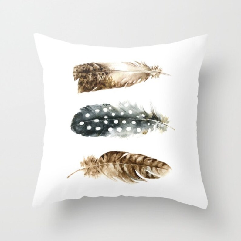 Feathers Pillow Cover Boho Feathers Throw Pillow Cover Etsy Canada