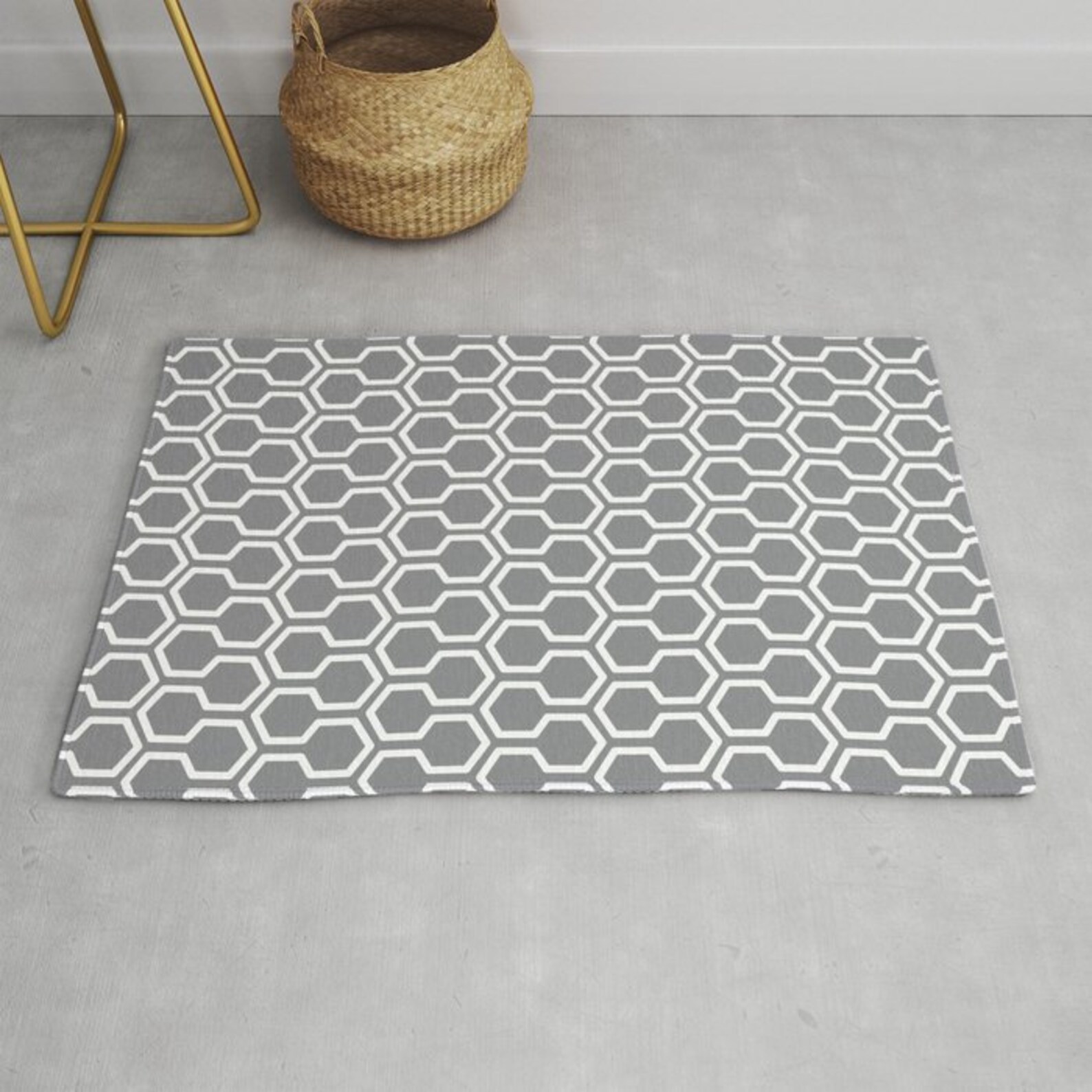 Pattern Area Rug Geometric Grey Area Rug Mid Etsy