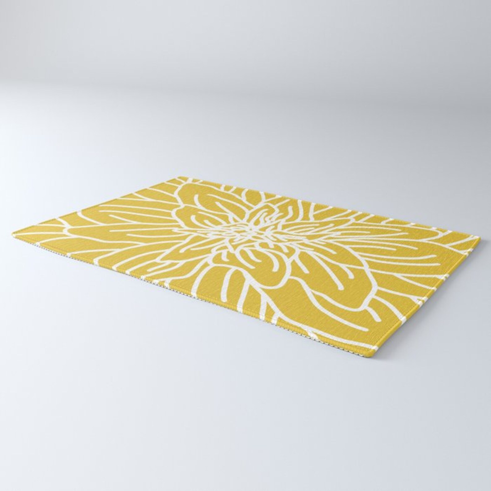 Mustard Yellow Abstract Flower Area Rug Modern Flower Rug Etsy