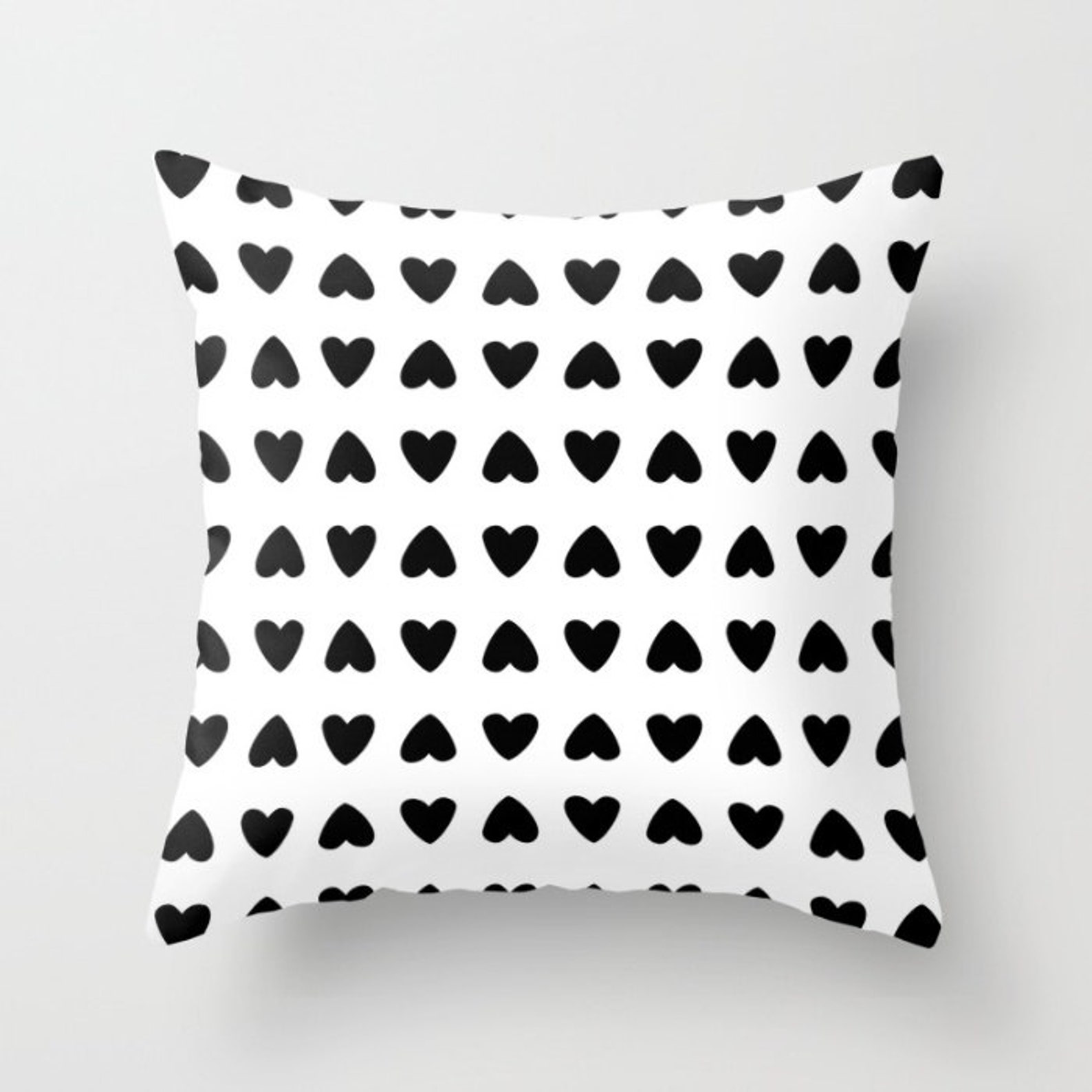 Hearts Pillow With Insert Black Hearts Pillow With Insert Etsy