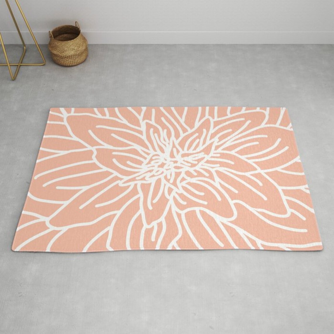 Peach Area Rug Abstract Flower Area Rug Modern Flower Rug Etsy