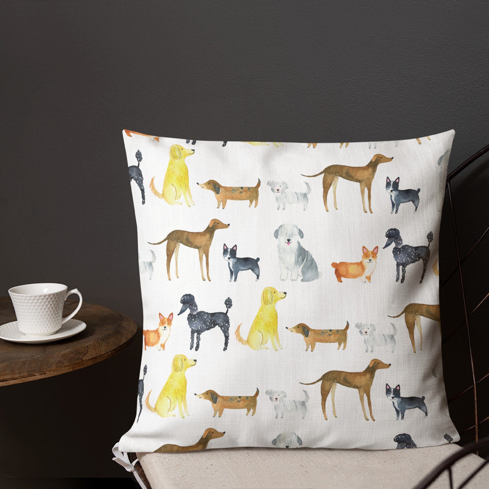 Dogs Pillow Dog Print Throw Pillow Pillow With Dog Breeds Etsy