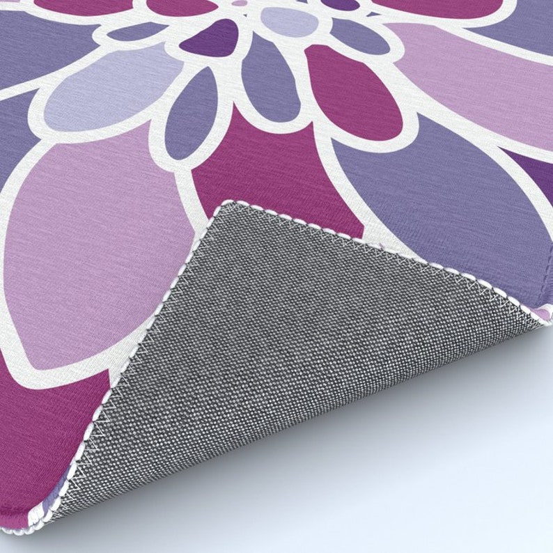 Purple Flower Area Rug Abstract Flower Rug Purple Violet Etsy