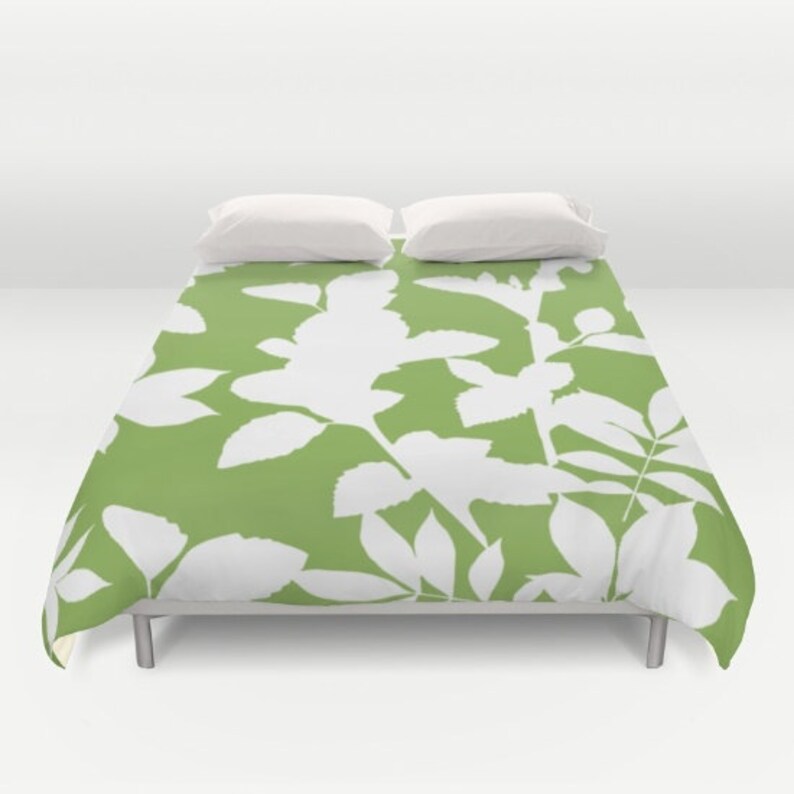 Green Duvet Cover Green And White Botanical Duvet Cover Etsy