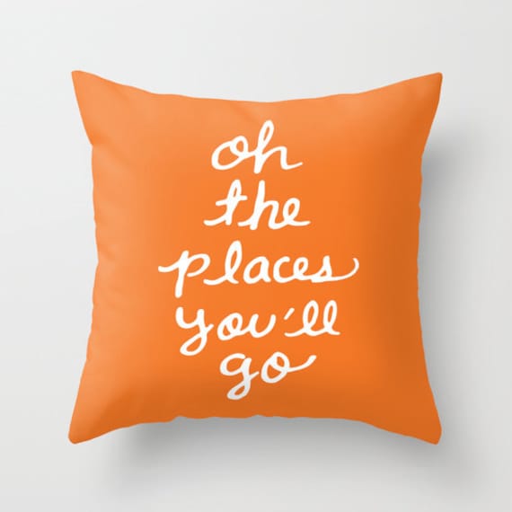 Oh the Places You'll Go Pillow Cover Orange Cushion Cover