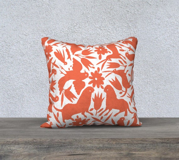 Otomi Pillow Cover Coral and White Victoria Botanical Pillow Cover in 2020