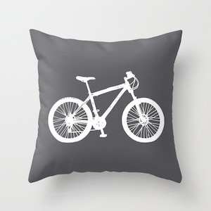 Mountain Bike Pillow  - Graphic Novelty Throw Pillow - Sports Bicycle Decorative Pillow  -  Modern Home Decor - By Aldari Home