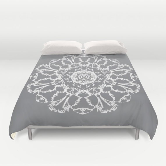 Mandala Duvet Cover Grey Mandala Duvet Cover Queen Size Etsy