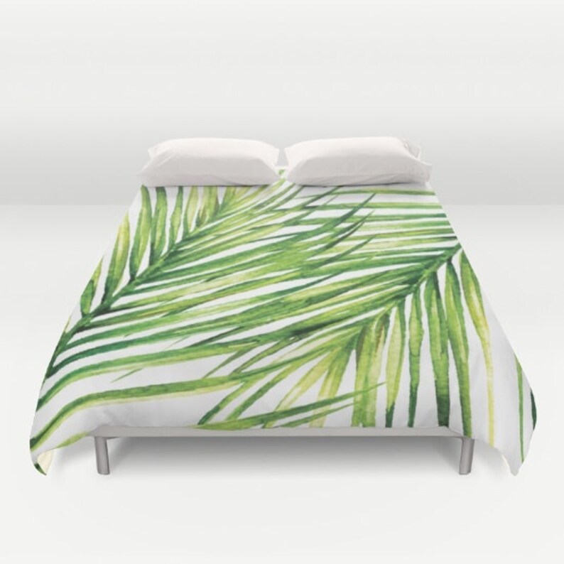 Palm Leaf Duvet Cover Tropical Duvet Cover Queen Size Etsy