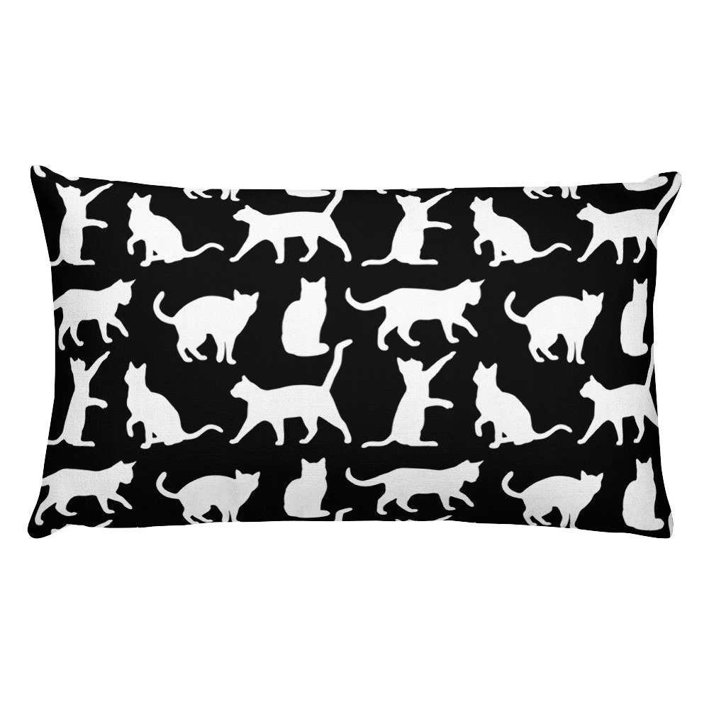 Cats Pillow 14x20 Black and White Cat Throw Pillow Cats Etsy