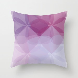 Mid Century Geometric Flower Pillow Cover - Decorative Pillow -  Abstract Flower Throw Pillow - Accent Pillow - Purple Home Decor