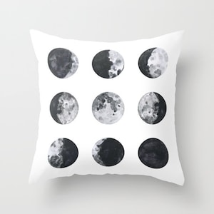 moon phases throw pillow, moon cushion cover, 18x18, moon, gifts, moon decor, celestial pillow
