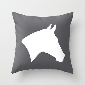 Horse Pillow  - Charcoal Dark Grey - Equestrian Rustic Decor - Accent Pillow - Decorative Pillow - Cabin Decor - By Aldari Home