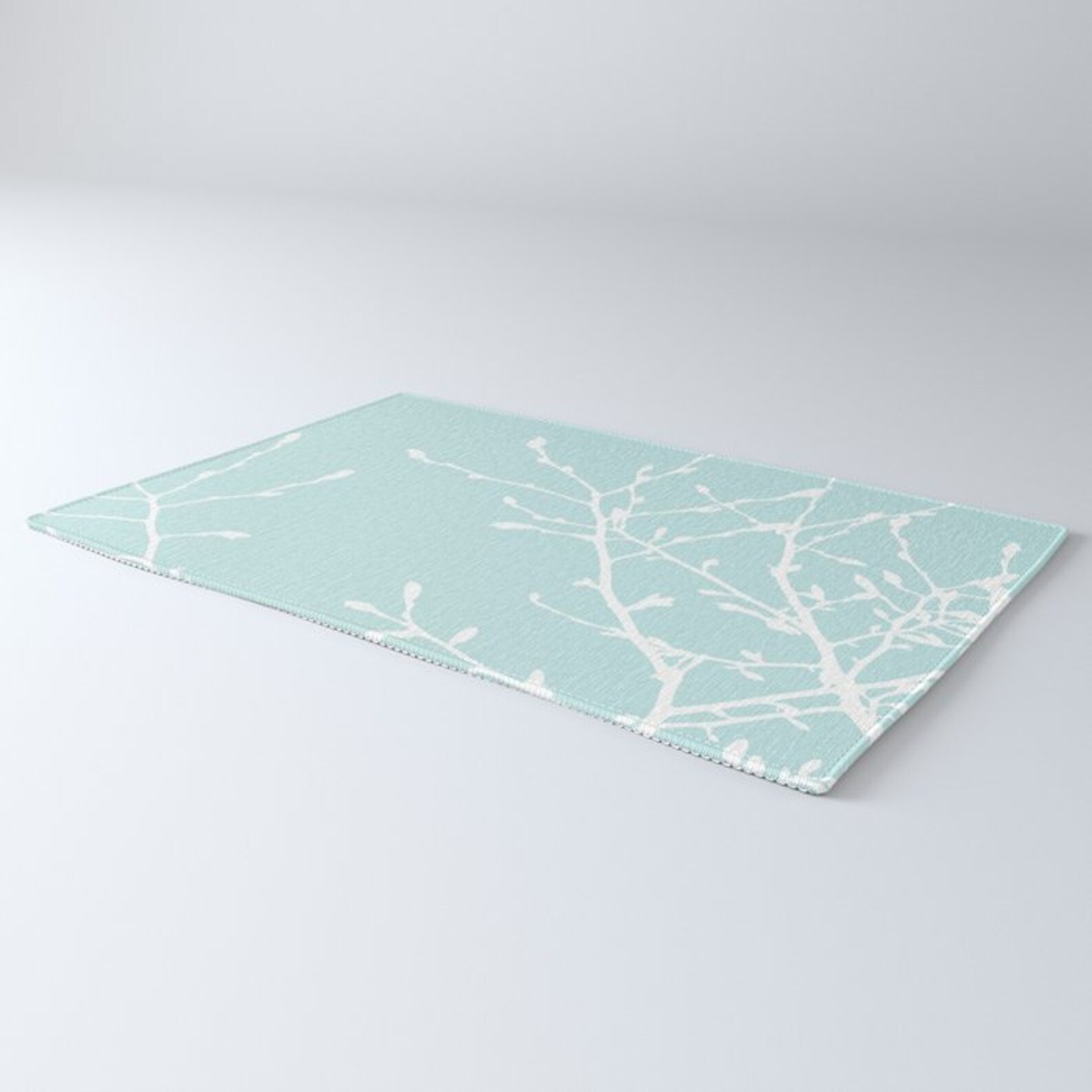 Light Blue Tree Branches Area Rug Modern Nature Area Rug Etsy