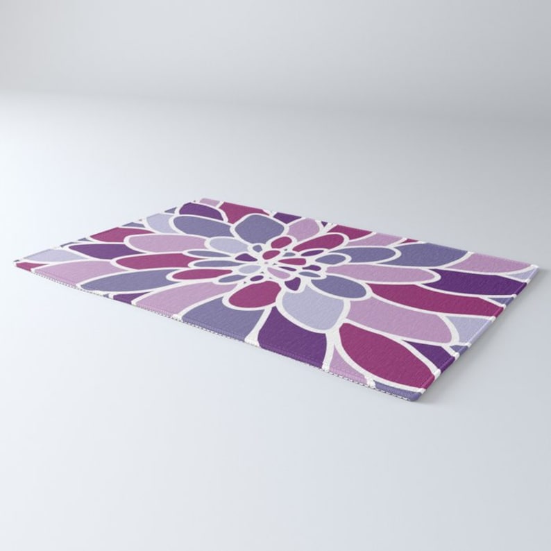 Purple Flower Area Rug Abstract Flower Rug Purple Violet | Etsy