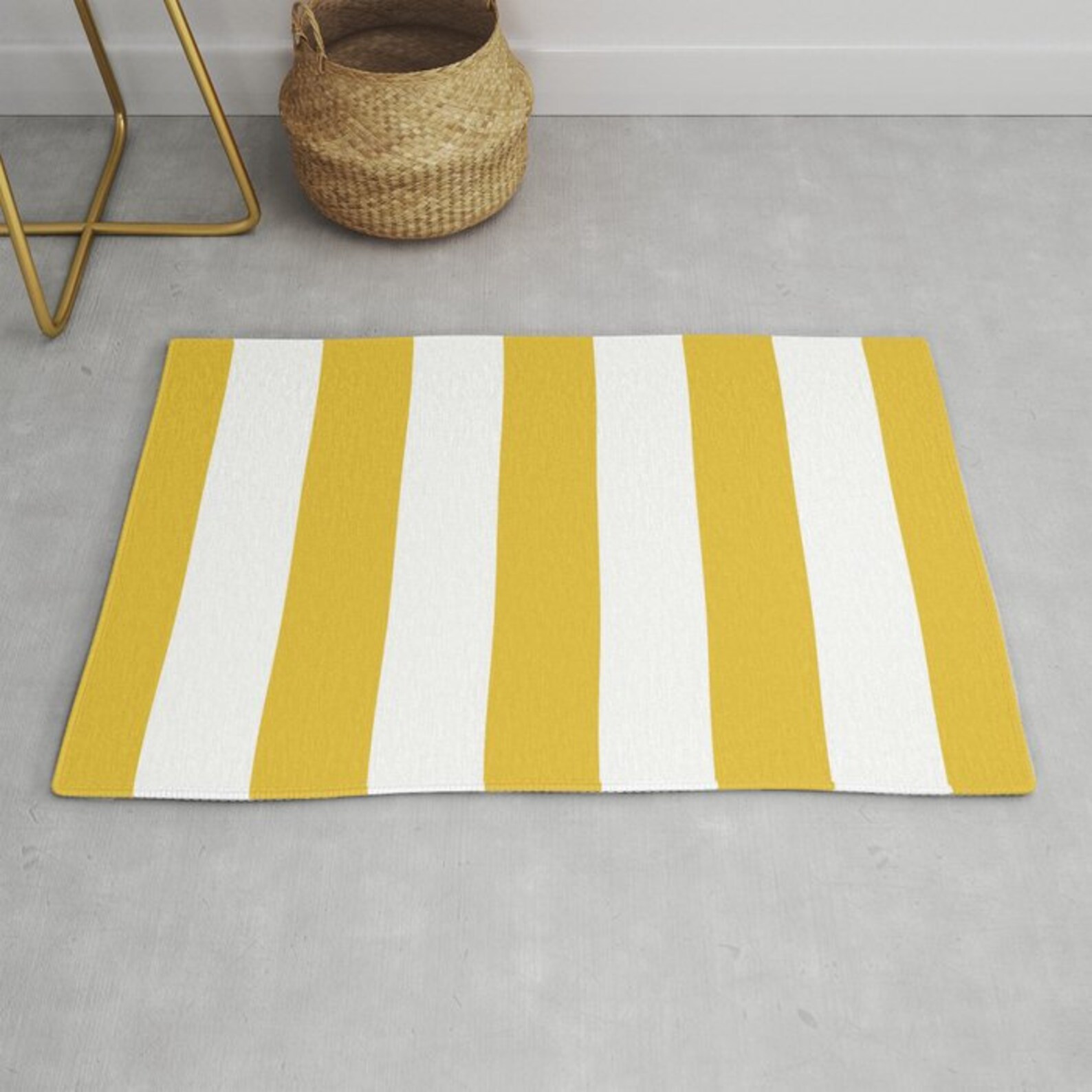 Stripes Area Rug Yellow and White Stripes Rug Printed Rug Etsy