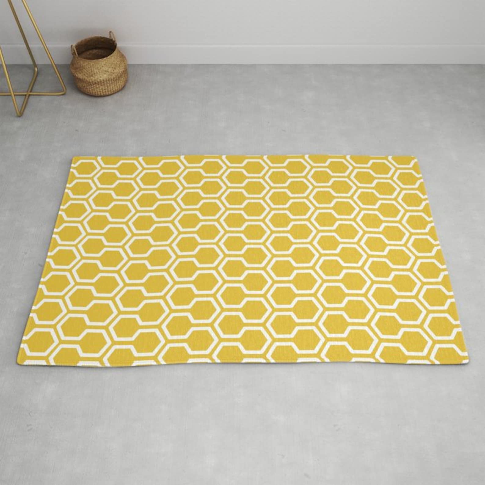Pattern Area Rug Mustard Yellow Rug Geometric Area Etsy