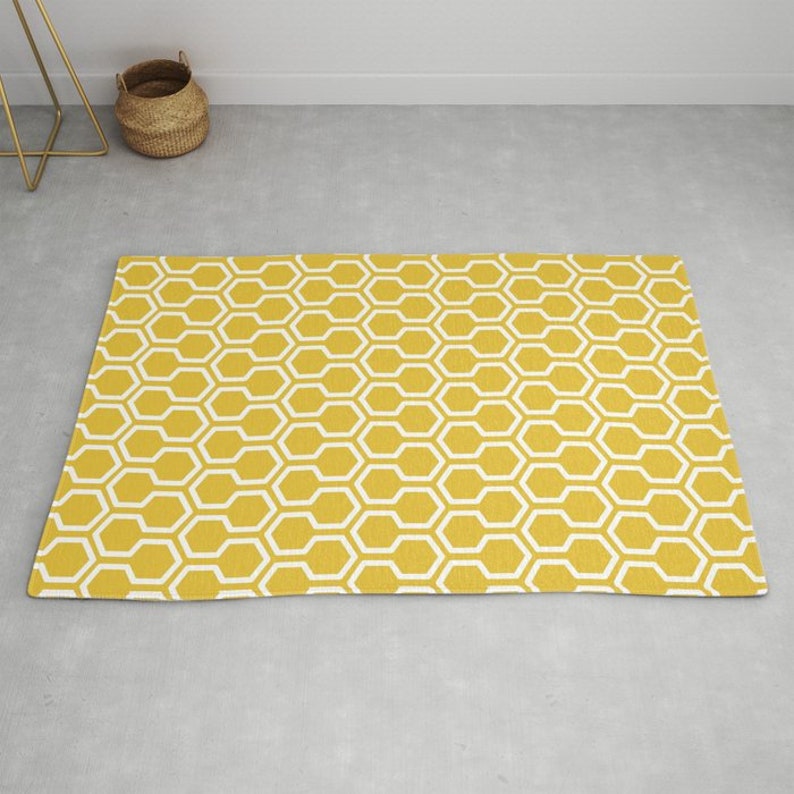 Pattern Area Rug Mustard Yellow Rug Geometric Area Etsy