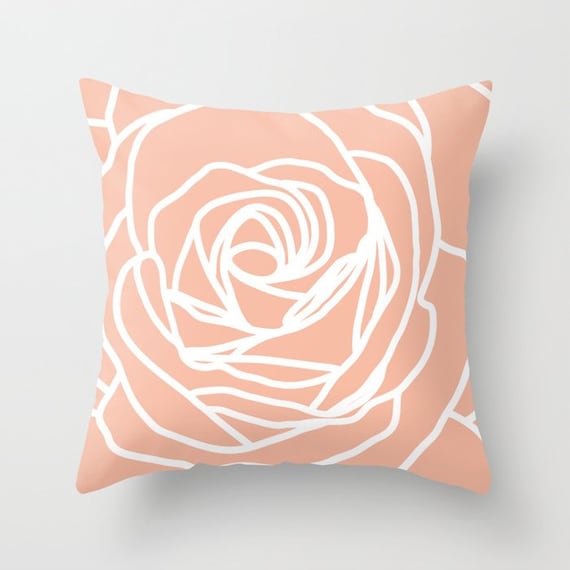 Rose Throw Pillow Modern Flower Accent Pillow Abstract Etsy