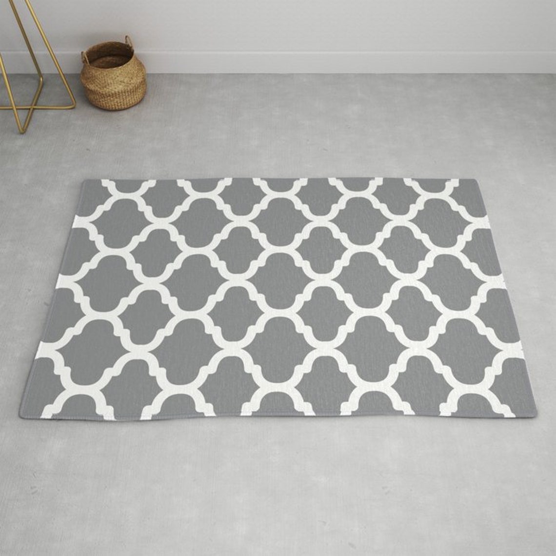 Moroccan Pattern Area Rug Grey and White Modern Area Rug Etsy