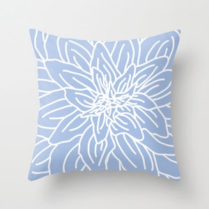 Modern Abstract Spring Flower pillow with insert Cover - Serenity Blue pillow with insert Cover - Home Decor - By Aldari Home