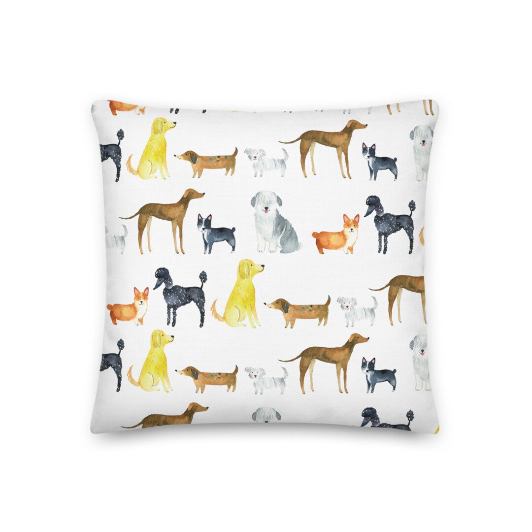 Dogs Pillow, Dog Print Throw Pillow, Pillow With Dog Breeds Etsy