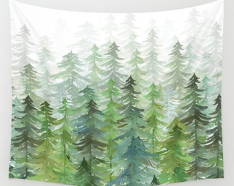 Trees Wall Tapestry / Woodland Wall Art / Pine trees tapestry / Printed Wall Tapestry / Aldari Home