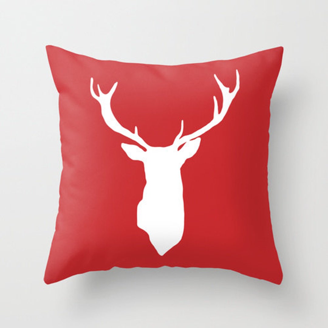 Deer Pillow Cover Holiday Decor Christmas Accent Pillow Etsy