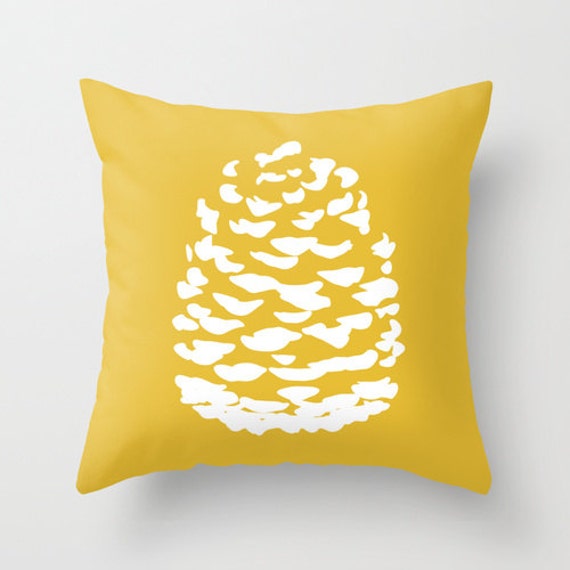 Modern Pinecone Throw Pillow Yellow Pinecone Pillow Fall Etsy