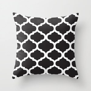 Moroccan Pattern pillow with insert  - Black and White - Modern Home Decor - By Aldari Home