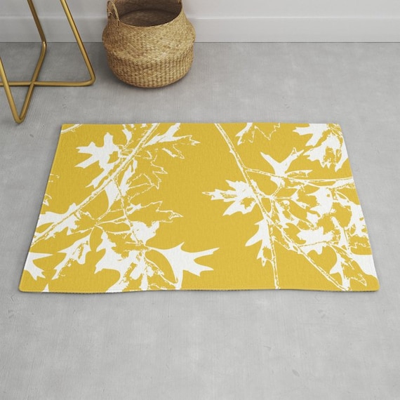 Maple Tree Branches Area Rug Mustard Yellow Area Rug Etsy