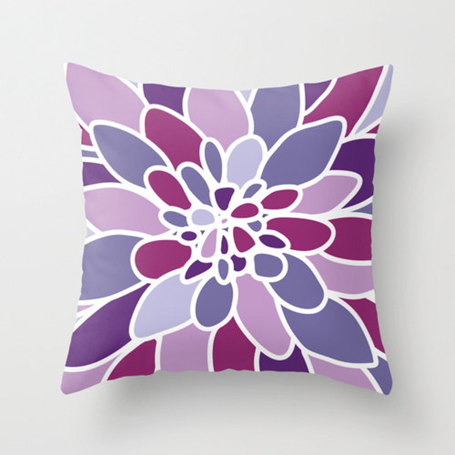 Purple Violet Dahlia Flower Pillow Cover // Modern Home Decor Etsy