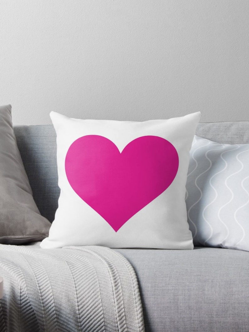 Pink Heart Throw Pillow Heart Cushion Insert Included Etsy Canada