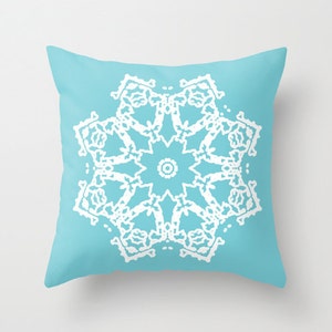 blue snowflake pillow