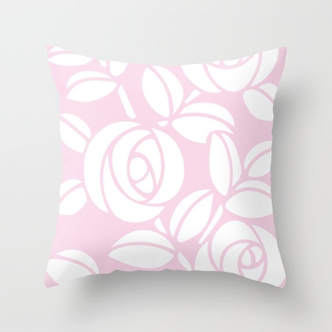 Pink Rose Pillow Flower Throw Pillow Pink Floral Pillow Modern Home