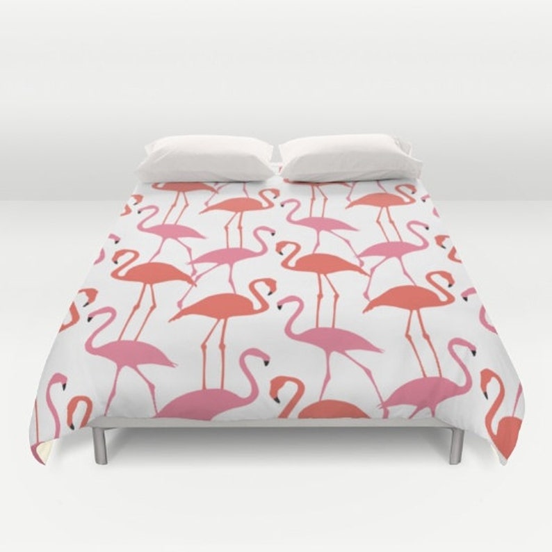 Flamingo Duvet Cover Flamingo Bedding Tropical Bedding Etsy