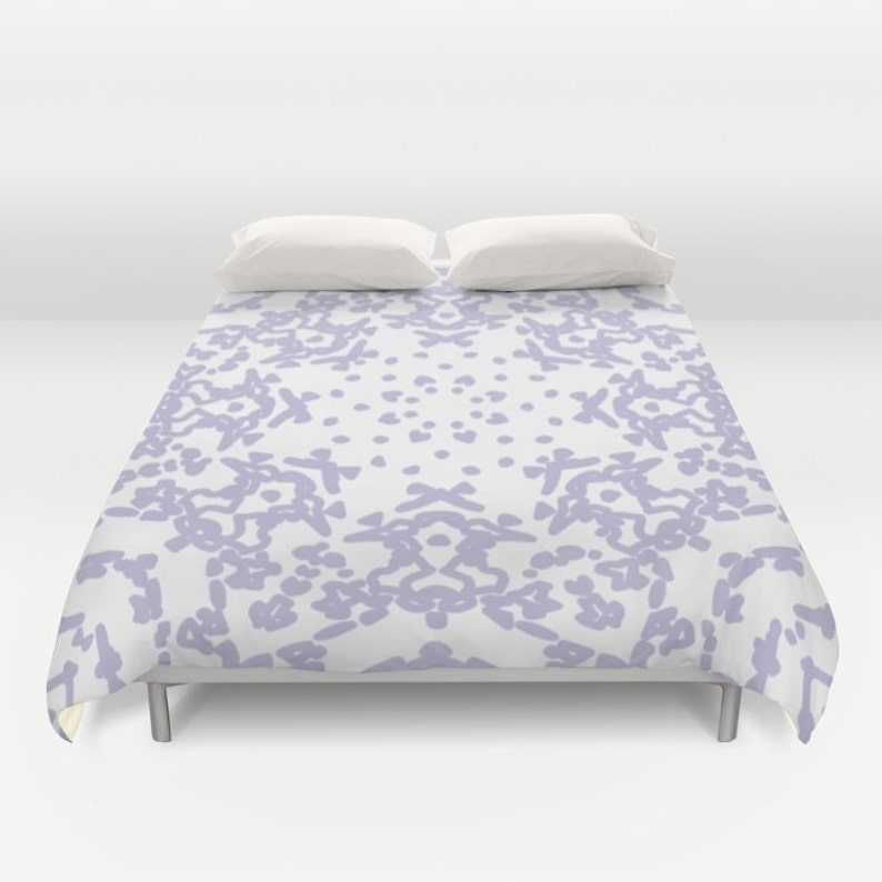 Mandala Duvet Cover Lilac And White Duvet Cover Queen Size Etsy