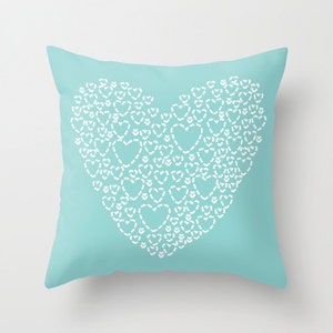Blue Heart Pillow With Insert - Modern Heart Pillow Cover - Nursery Hearts Pillow Cover - Decorative Pillow Cover - Home Decor