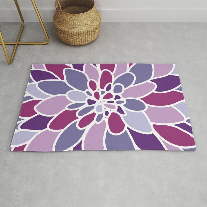 Purple Flower Area Rug Abstract Flower Rug Purple Violet | Etsy